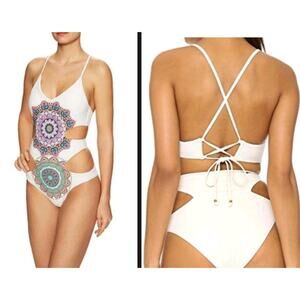 Red Carter Montezuma Monokini Swimsuit One Piece Bathing Suit Size Small NWT